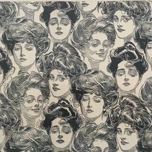 BACHELOR'S WALL PAPER by Charles Dana Gibson circa 1906 print, framed